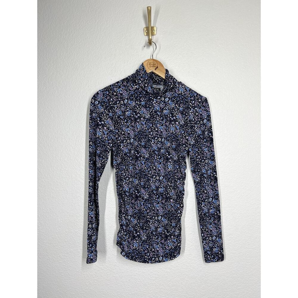 J. Crew Women’s Ruched Matte Jersey Turtleneck Top Small Coventry Floral